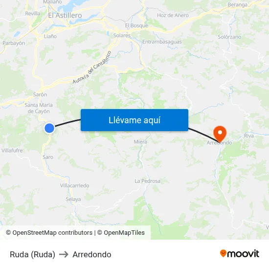 Ruda (Ruda) to Arredondo map