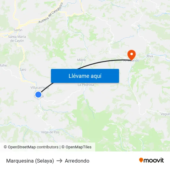 Marquesina (Selaya) to Arredondo map