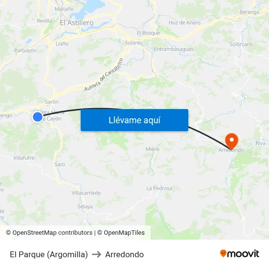 El Parque (Argomilla) to Arredondo map