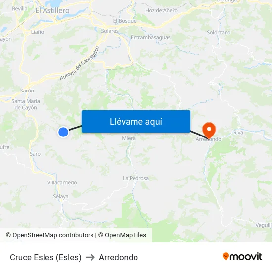Cruce Esles (Esles) to Arredondo map