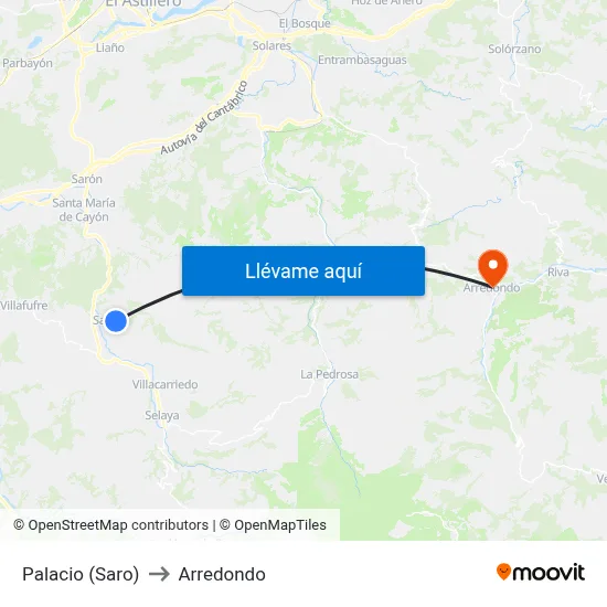 Palacio (Saro) to Arredondo map