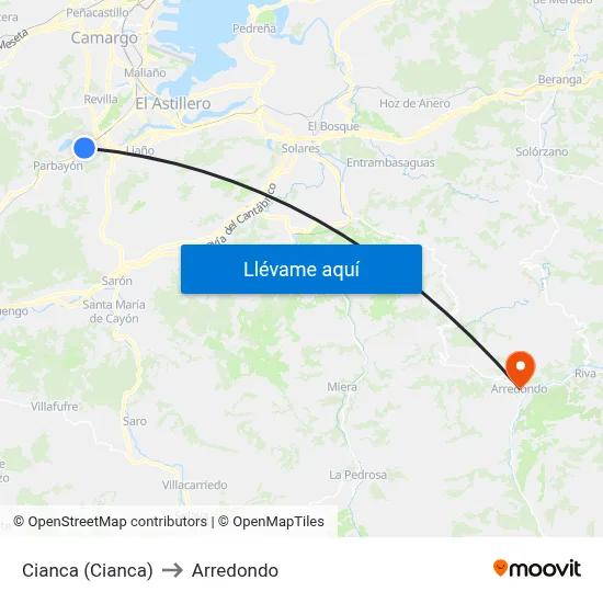 Cianca (Cianca) to Arredondo map