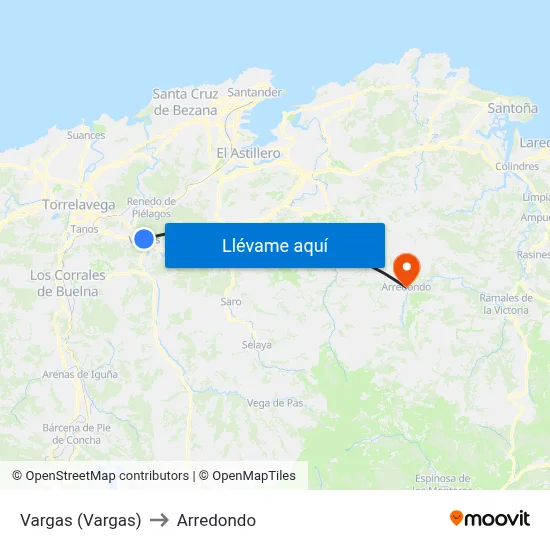 Vargas (Vargas) to Arredondo map