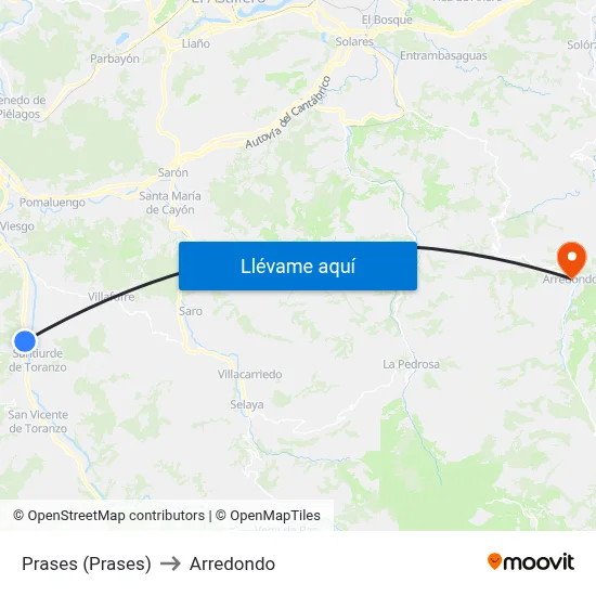 Prases (Prases) to Arredondo map