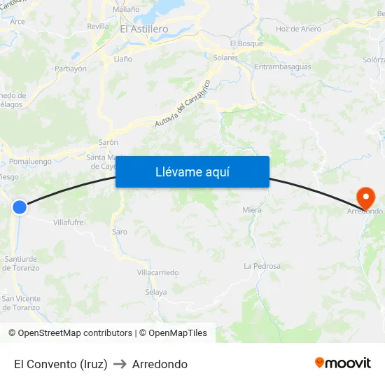 El Convento (Iruz) to Arredondo map