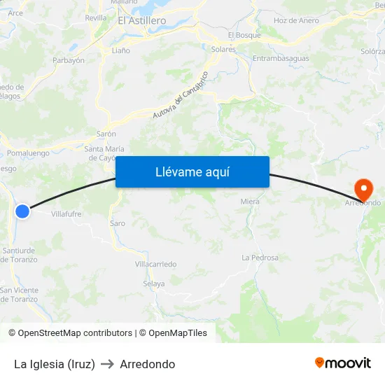 La Iglesia (Iruz) to Arredondo map