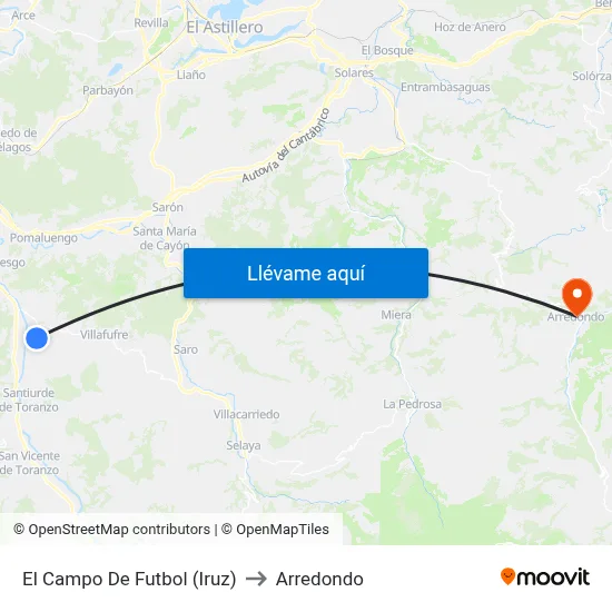 El Campo De Futbol (Iruz) to Arredondo map