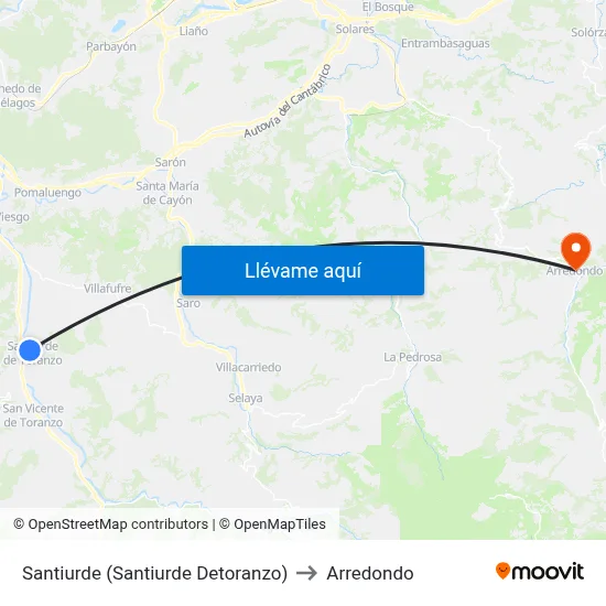 Santiurde (Santiurde Detoranzo) to Arredondo map