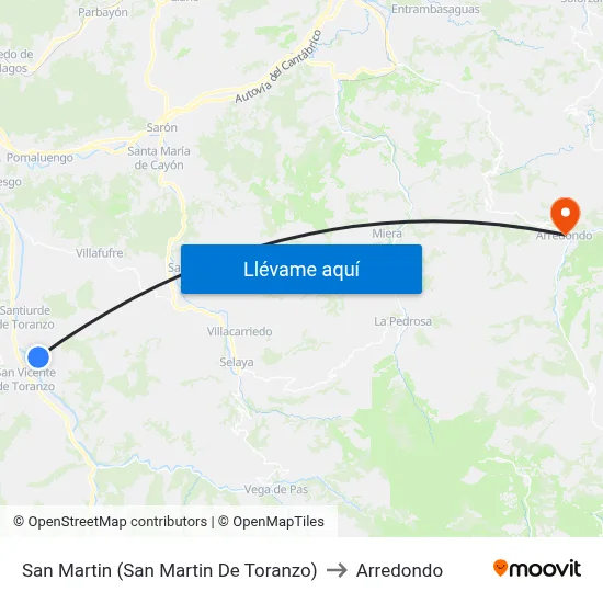 San Martin (San Martin De Toranzo) to Arredondo map
