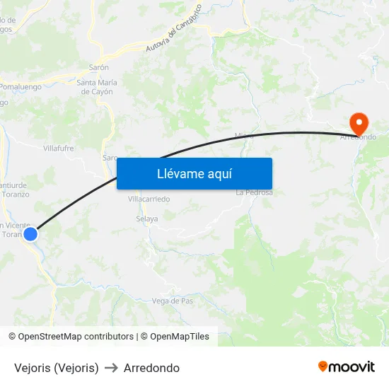 Vejoris (Vejoris) to Arredondo map