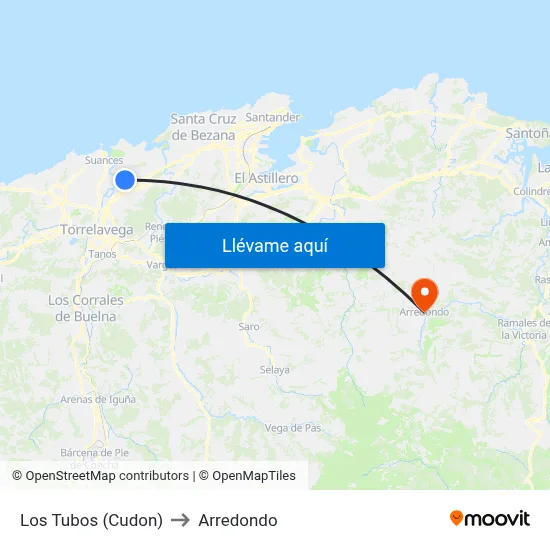 Los Tubos (Cudon) to Arredondo map
