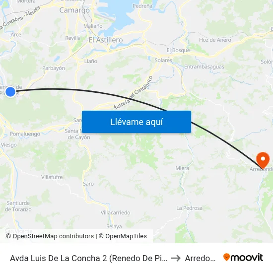 Avda Luis De La Concha 2 (Renedo De Pielagos) to Arredondo map