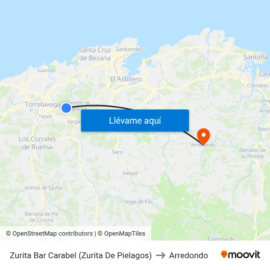 Zurita Bar Carabel (Zurita De Pielagos) to Arredondo map