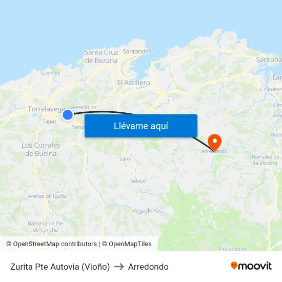 Zurita Pte Autovia (Vioño) to Arredondo map