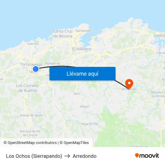 Los Ochos (Sierrapando) to Arredondo map