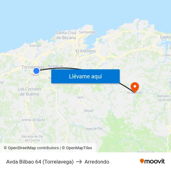 Avda Bilbao 64 (Torrelavega) to Arredondo map