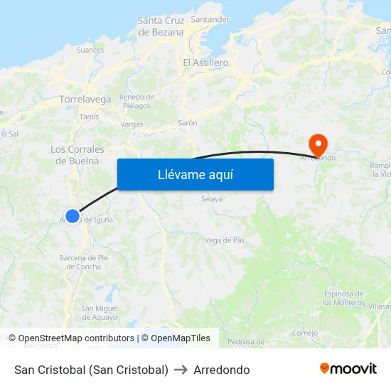 San Cristobal (San Cristobal) to Arredondo map