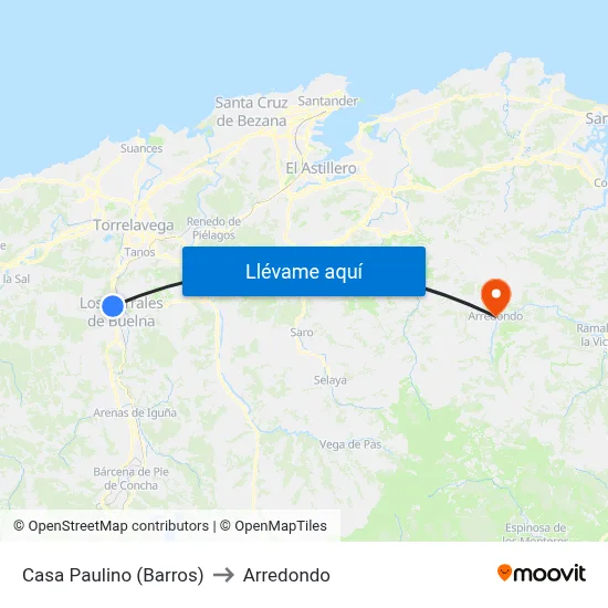 Casa Paulino (Barros) to Arredondo map