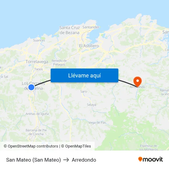 San Mateo (San Mateo) to Arredondo map