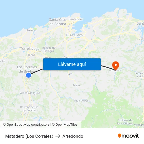 Matadero (Los Corrales) to Arredondo map