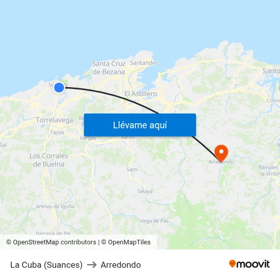 La Cuba (Suances) to Arredondo map