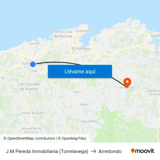 J.M Pereda Inmobiliaria (Torrelavega) to Arredondo map