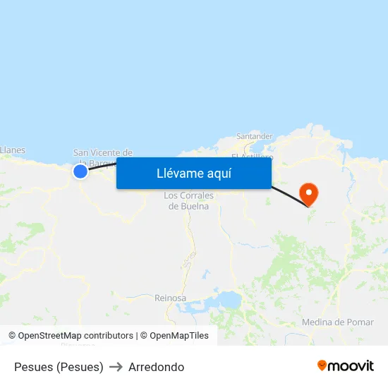 Pesues (Pesues) to Arredondo map