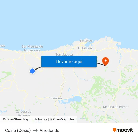 Cosio (Cosio) to Arredondo map