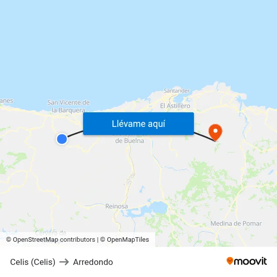 Celis (Celis) to Arredondo map
