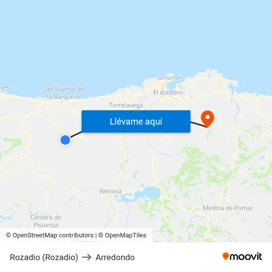 Rozadio (Rozadio) to Arredondo map