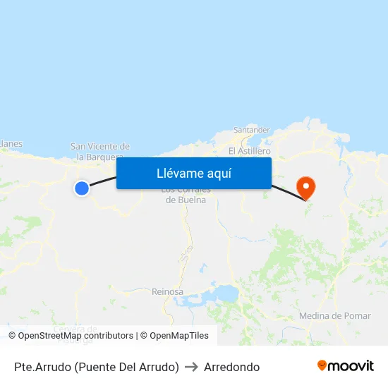 Pte.Arrudo (Puente Del Arrudo) to Arredondo map