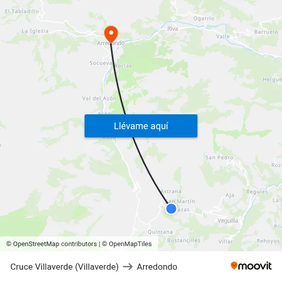 Cruce Villaverde (Villaverde) to Arredondo map