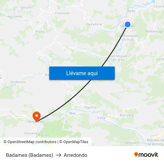 Badames (Badames) to Arredondo map