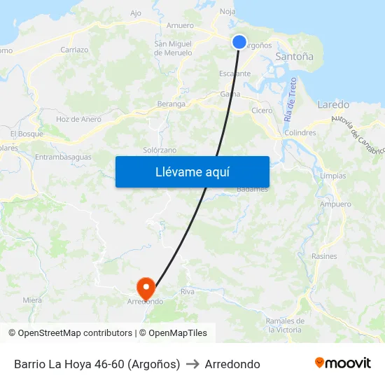 Barrio La Hoya 46-60 (Argoños) to Arredondo map