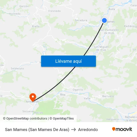 San Mames (San Mames De Aras) to Arredondo map