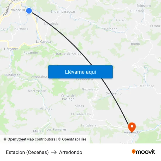 Estacion (Ceceñas) to Arredondo map