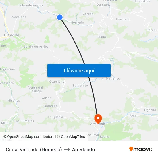 Cruce Vallondo (Hornedo) to Arredondo map