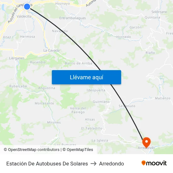 Estación De Autobuses De Solares to Arredondo map