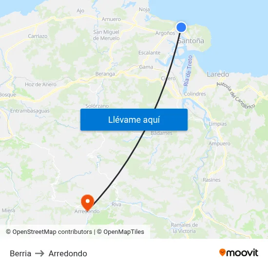 Berria to Arredondo map