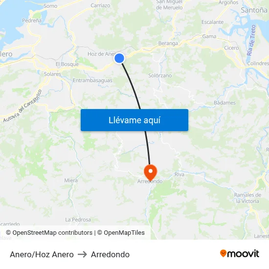 Anero/Hoz Anero to Arredondo map