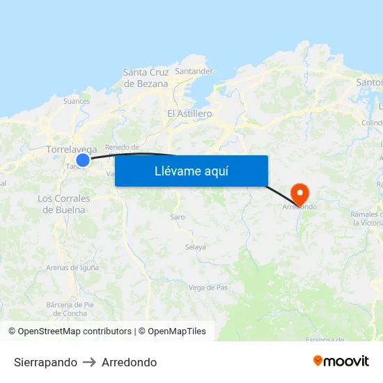 Sierrapando to Arredondo map