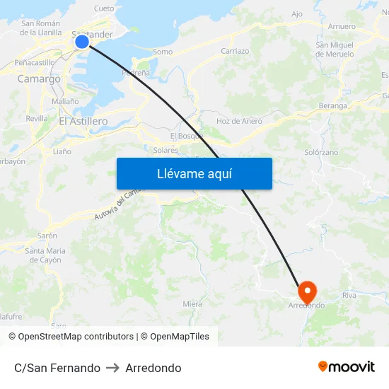 C/San Fernando to Arredondo map
