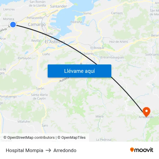 Hospital Mompia to Arredondo map