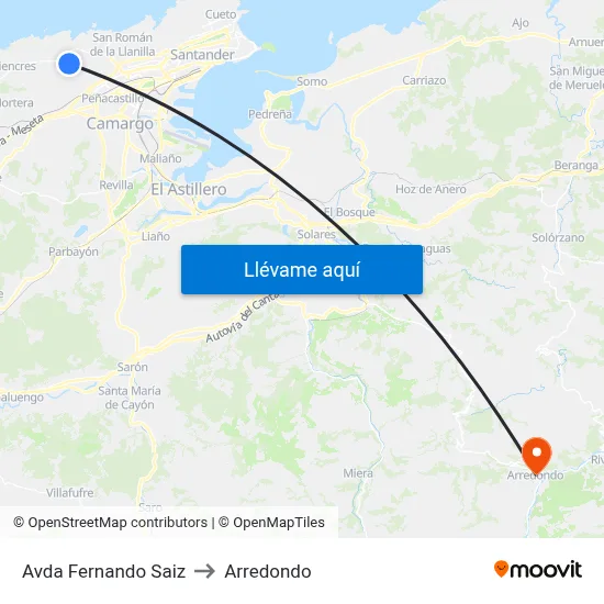 Avda Fernando Saiz to Arredondo map