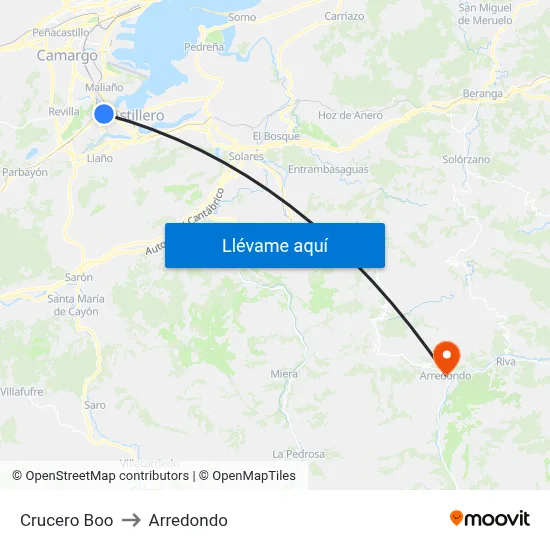Crucero Boo to Arredondo map