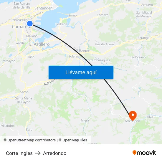 Corte Ingles to Arredondo map