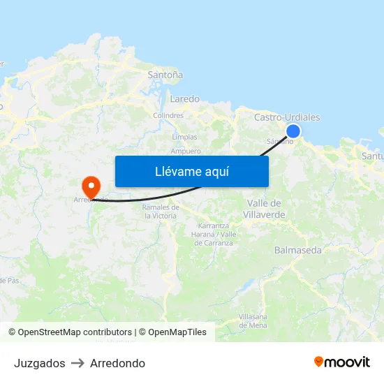 Juzgados to Arredondo map