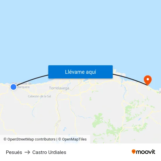 Pesués to Castro Urdiales map