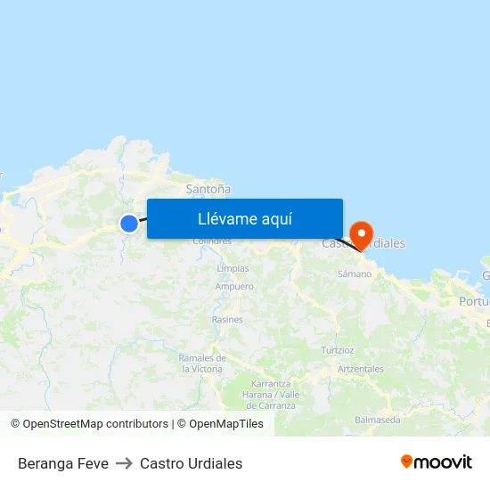 Beranga Feve to Castro Urdiales map