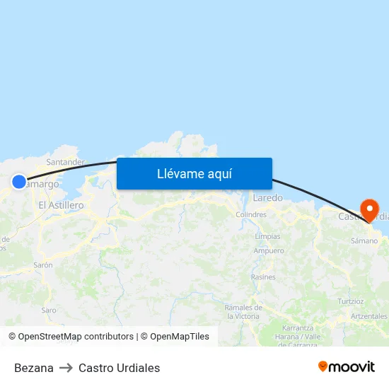 Bezana to Castro Urdiales map
